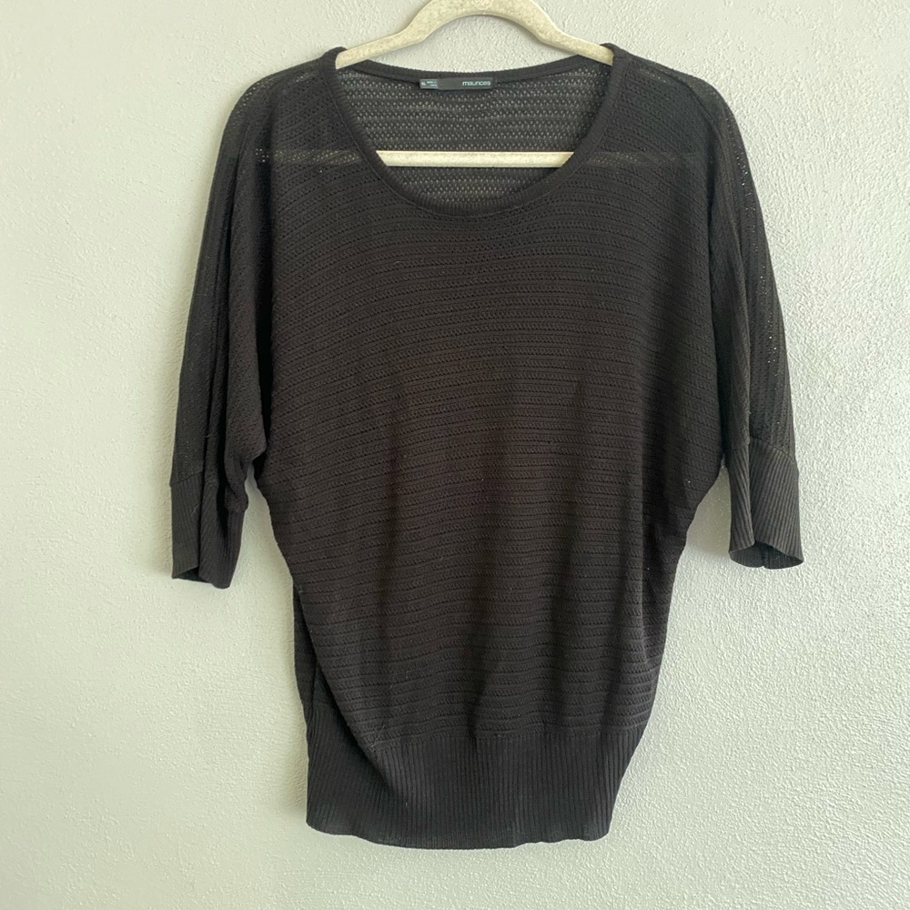 Maurices Long Sleeve Top Women’s Size XL Black Lightweight Sweater Swim Coverup